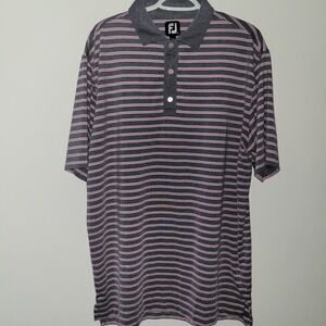 FootJoy FJ Short Sleeve Golf Polo Men's Size XL Pink Gray White Striped
